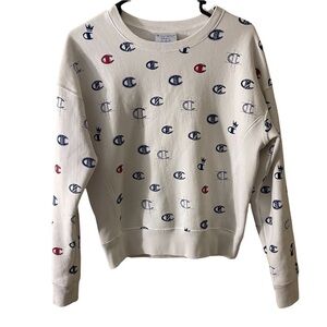 Champion life woman reverse weave pullover all over logo size small
